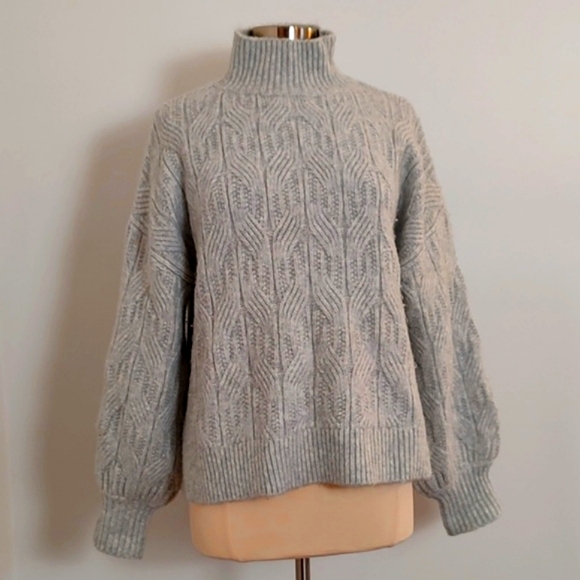 Prologue Aqua & White Chunky Turtle Neck Sweater/ Size L - Picture 2 of 10